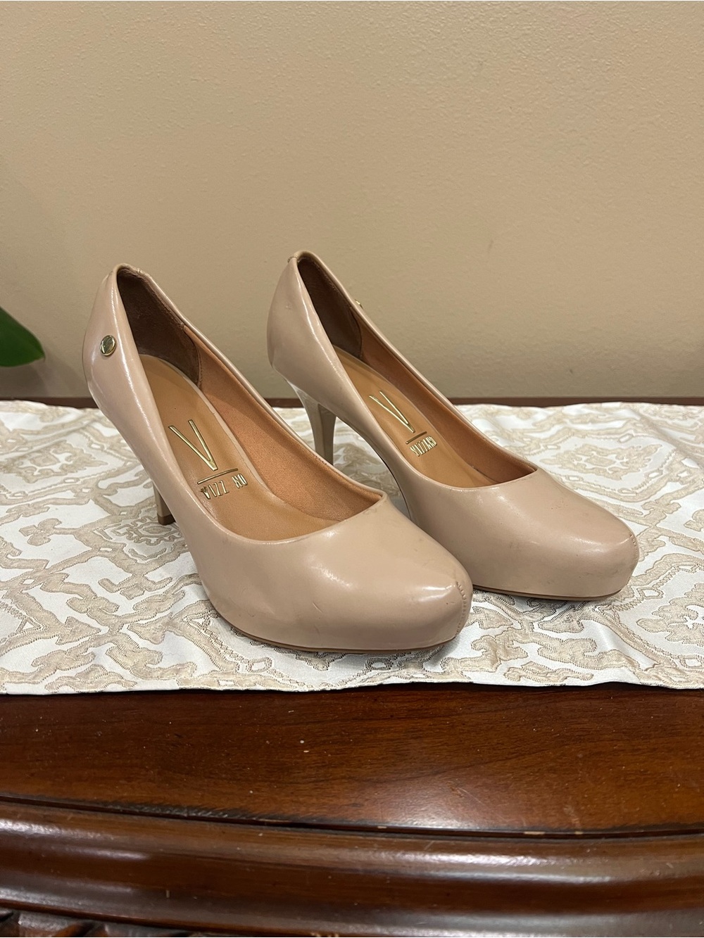 Vizzano Nude Patent Round-Toe Platform Pump - Women's High Heel